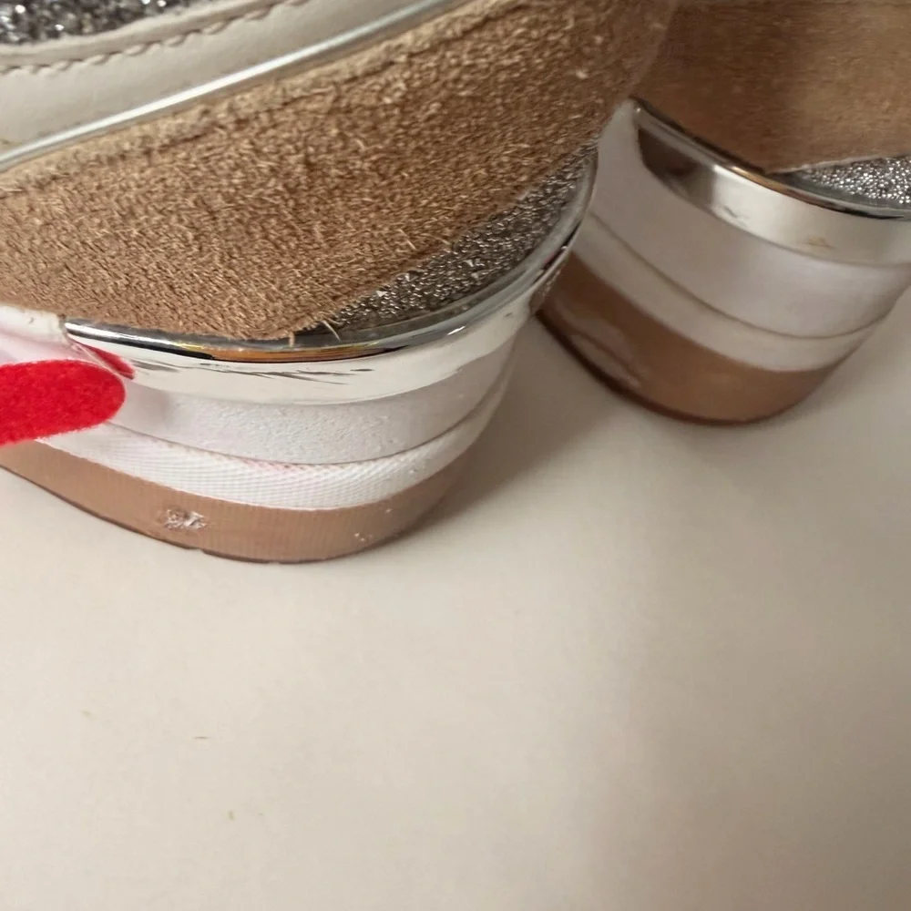 Michael Kors Georgie Mixed-Media Trainers | Silver & Tan Sneakers